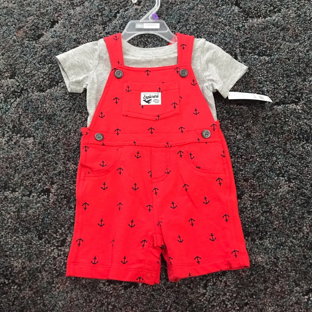 Shirt + overalls outfit